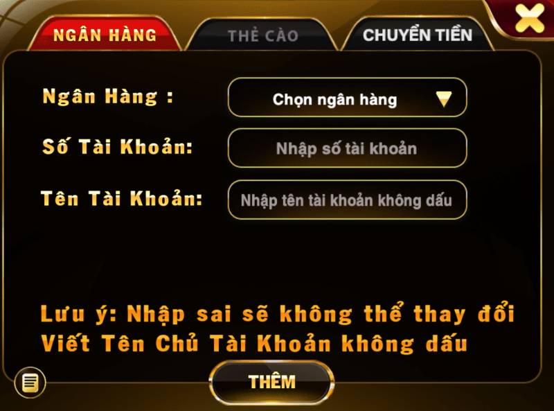 Chọn ngân hàng phù hợp và nhập số tài khoản
